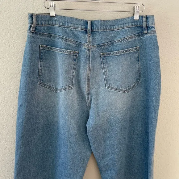 LOFT Rhinestone High Rise Straight Jeans in Vintage Distressed Wash